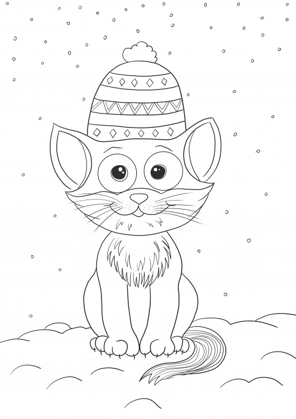 Christmas cat-free printable and coloring sheet