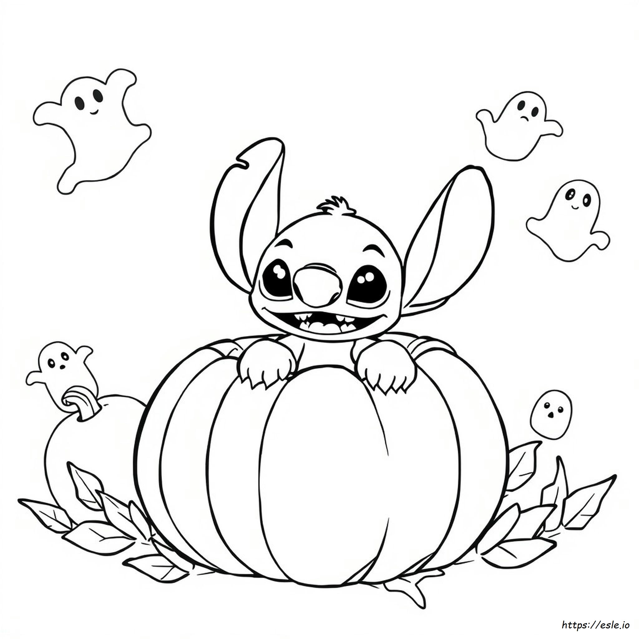 Stitch In A Pumpkin Coloring Page