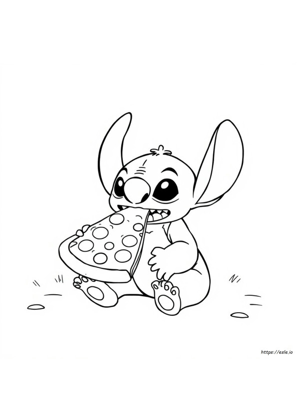 Coloriages De Stitch Mangeant De La Pizza