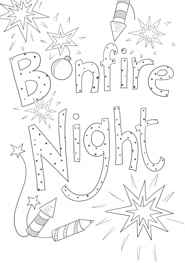Bonfire night gratis om afbeeldingen en kleuren af te drukken voor kinderen van alle leeftijden
