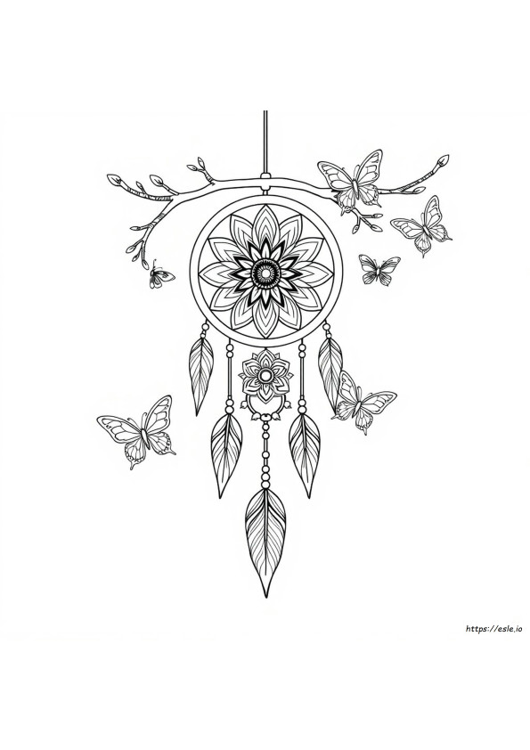 Mandala Coloring Dreamcatcher Butterfly Coloring Pages For Adults