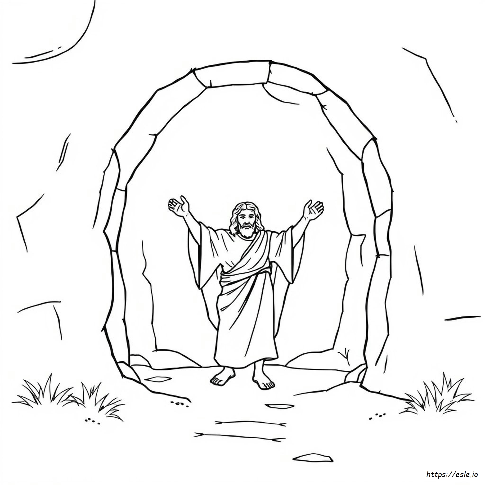 Jesus Rising From The Tomb Coloring Page