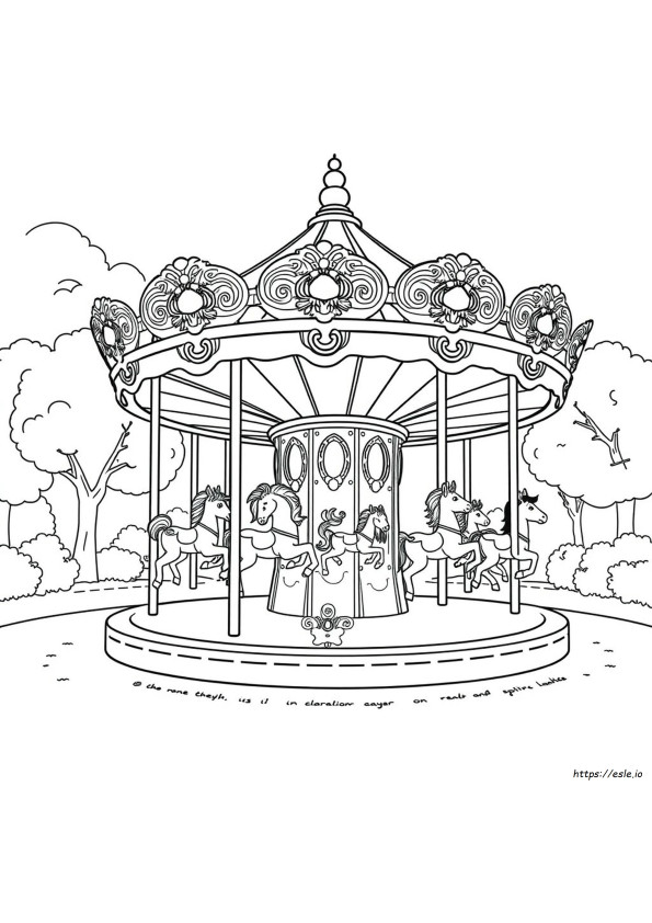 Carrossel De Parque De Diversões Para Colorir