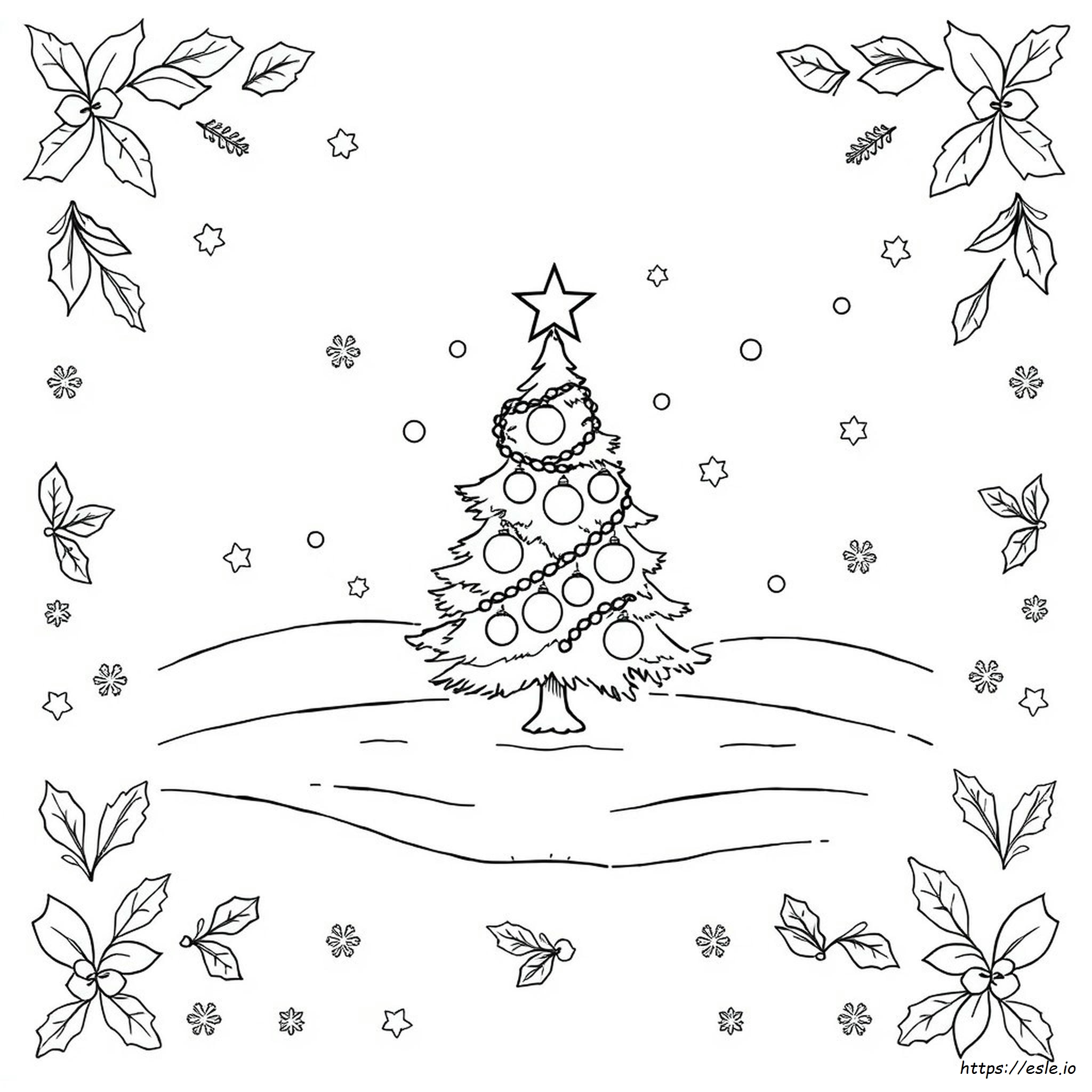 Marco Navideño Para Colorear En Blanco Y Negro - Gratis