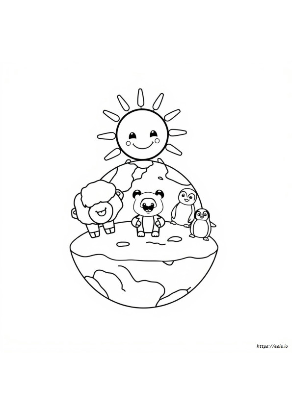 Cartoon Earth Coloring Pages