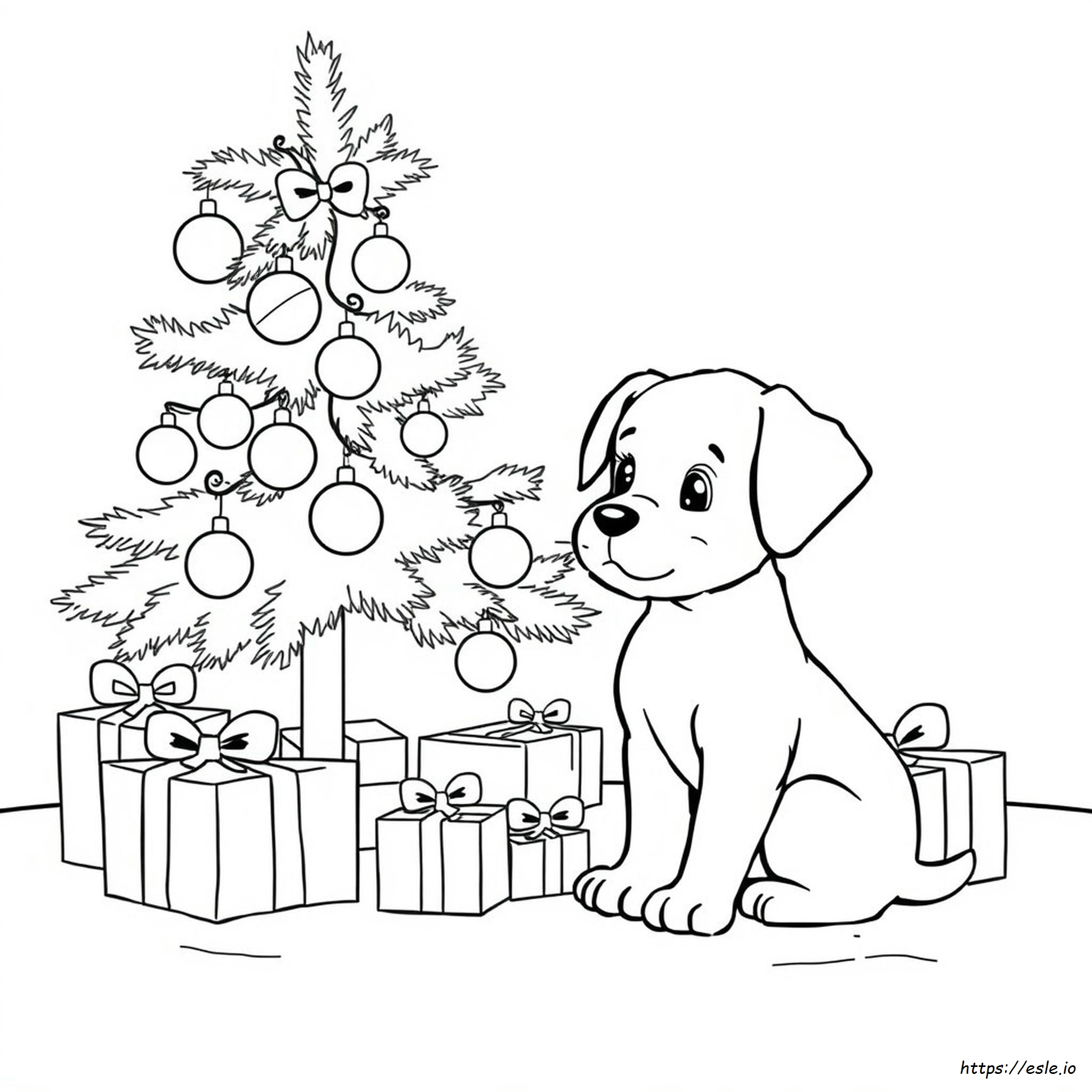 Christmas Coloring Pages Of Puppies - Free Printable