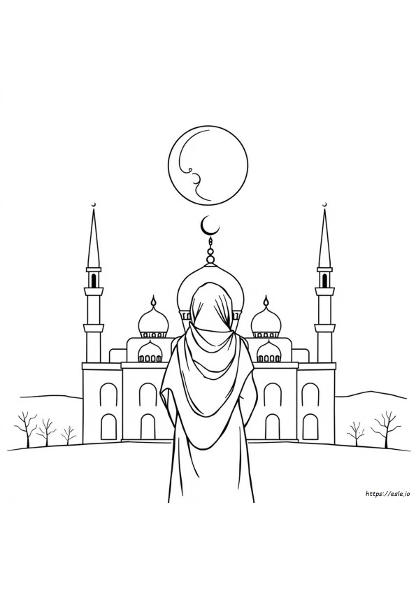 Coloring Pages Doodle Muslimah Clipart Black And White