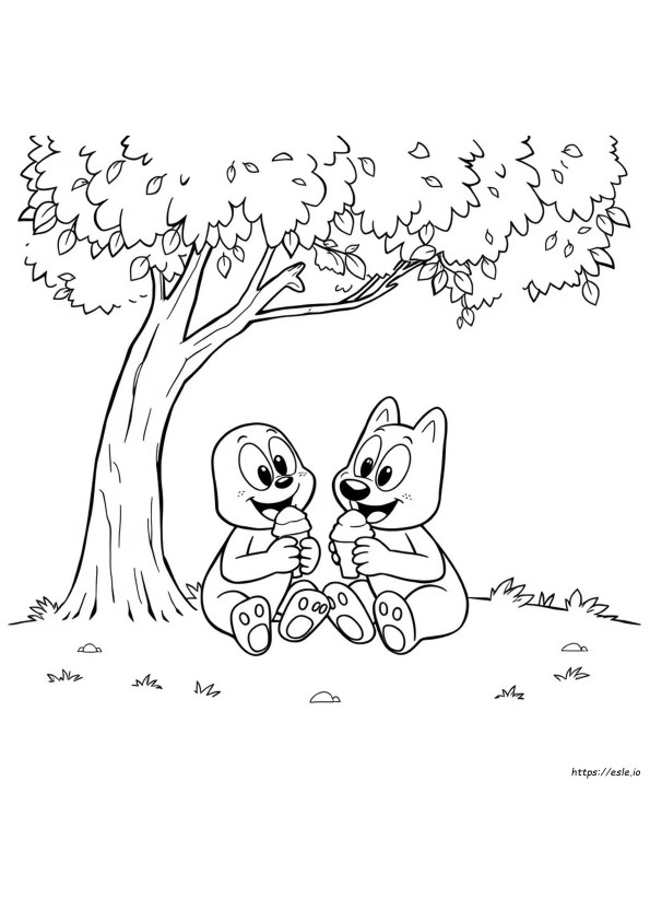 Bluey E Bingo Comendo Sorvete Para Colorir