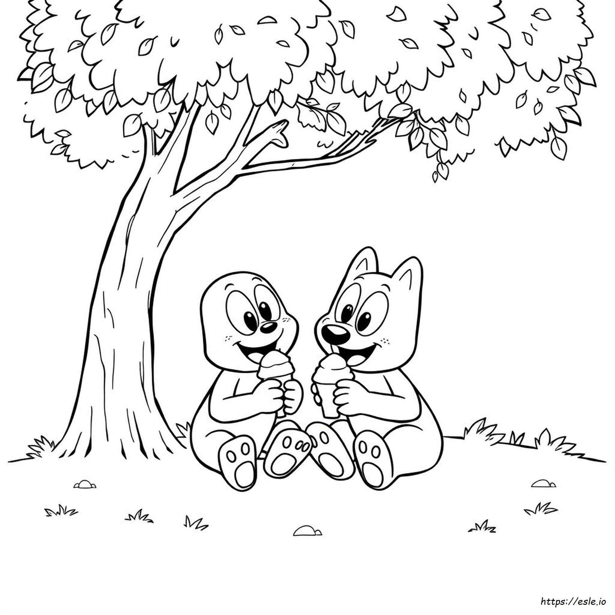 Bluey Und Bingo Beim Eisessen Ausmalbilder