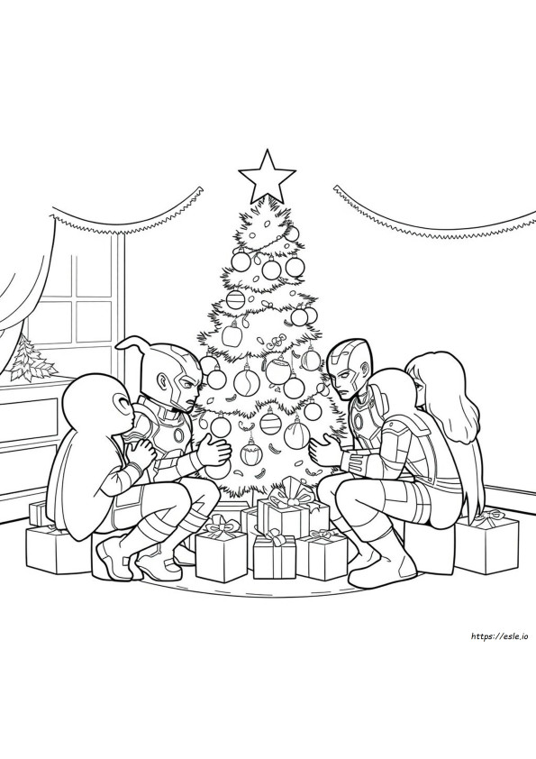 Avengers Christmas Coloring
