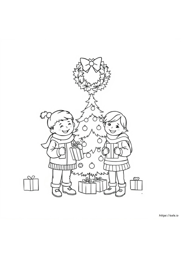 Kids Christmas Card Coloring Page