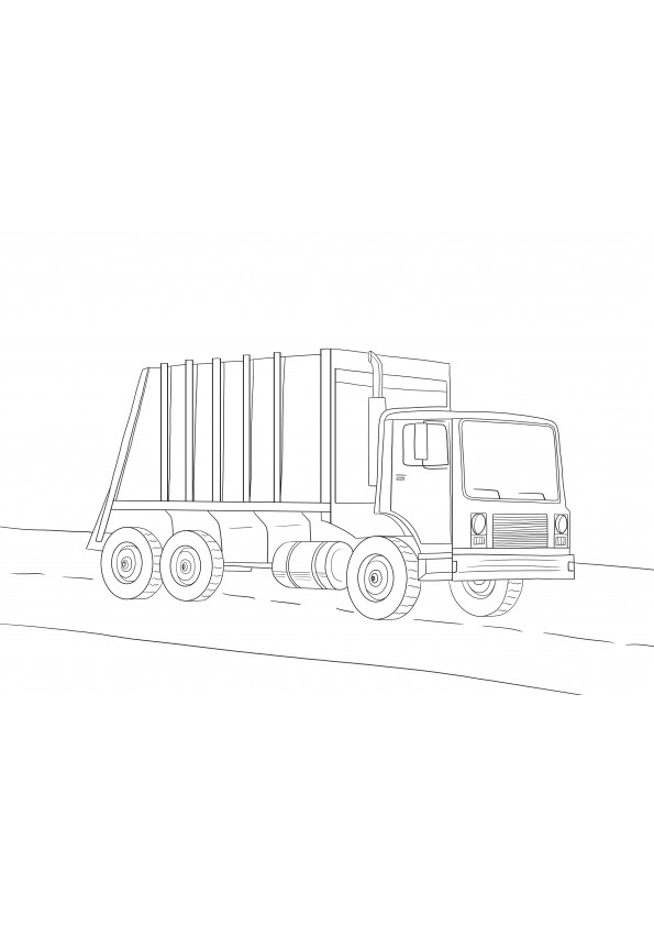 A whole-page Garbage truck an easy to color and free to download