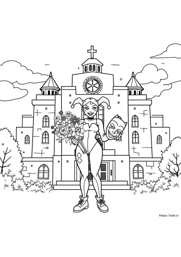 Harley Quinn Colouring Page