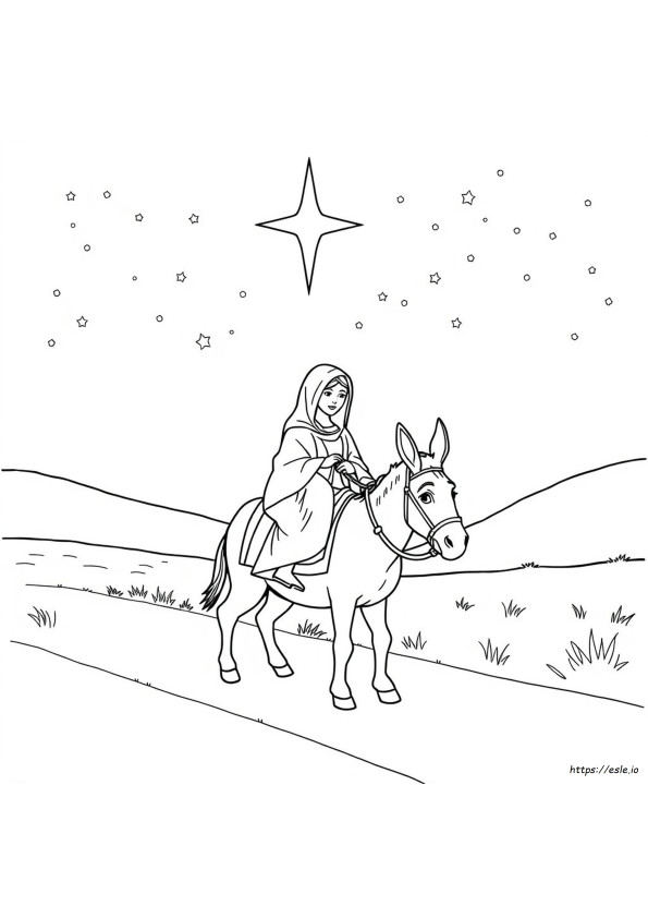 Eşekte Meryem Ve Yusuf Boyama Sayfası