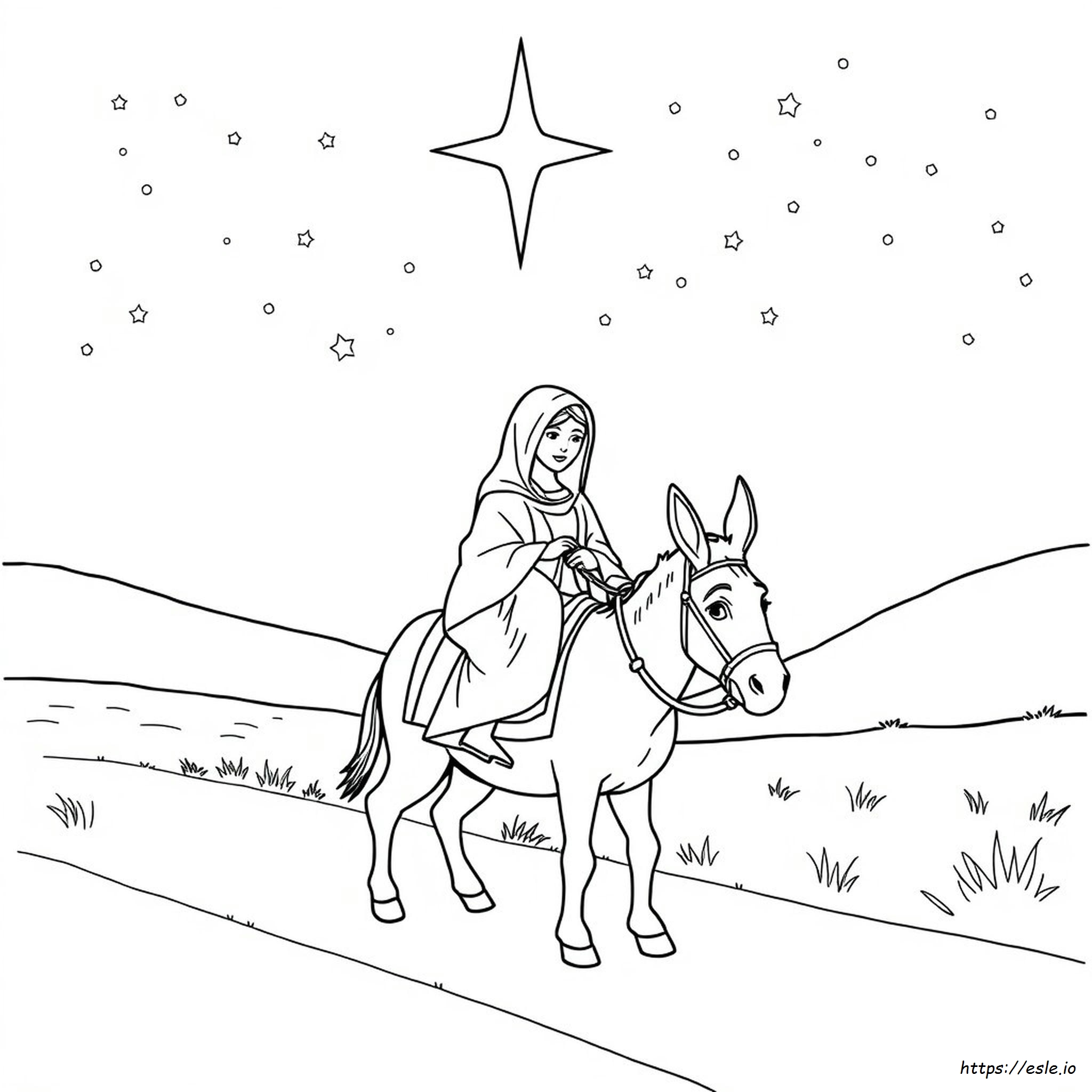 Coloring Page Of Mary And Joseph On A Donkey