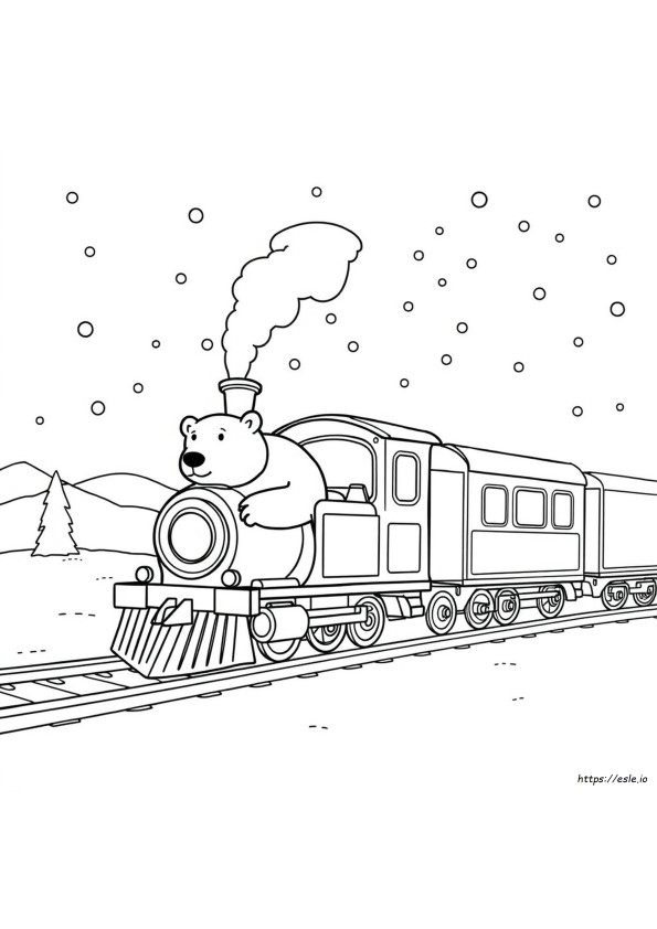 Kereta Polar Express Gambar Mewarnai