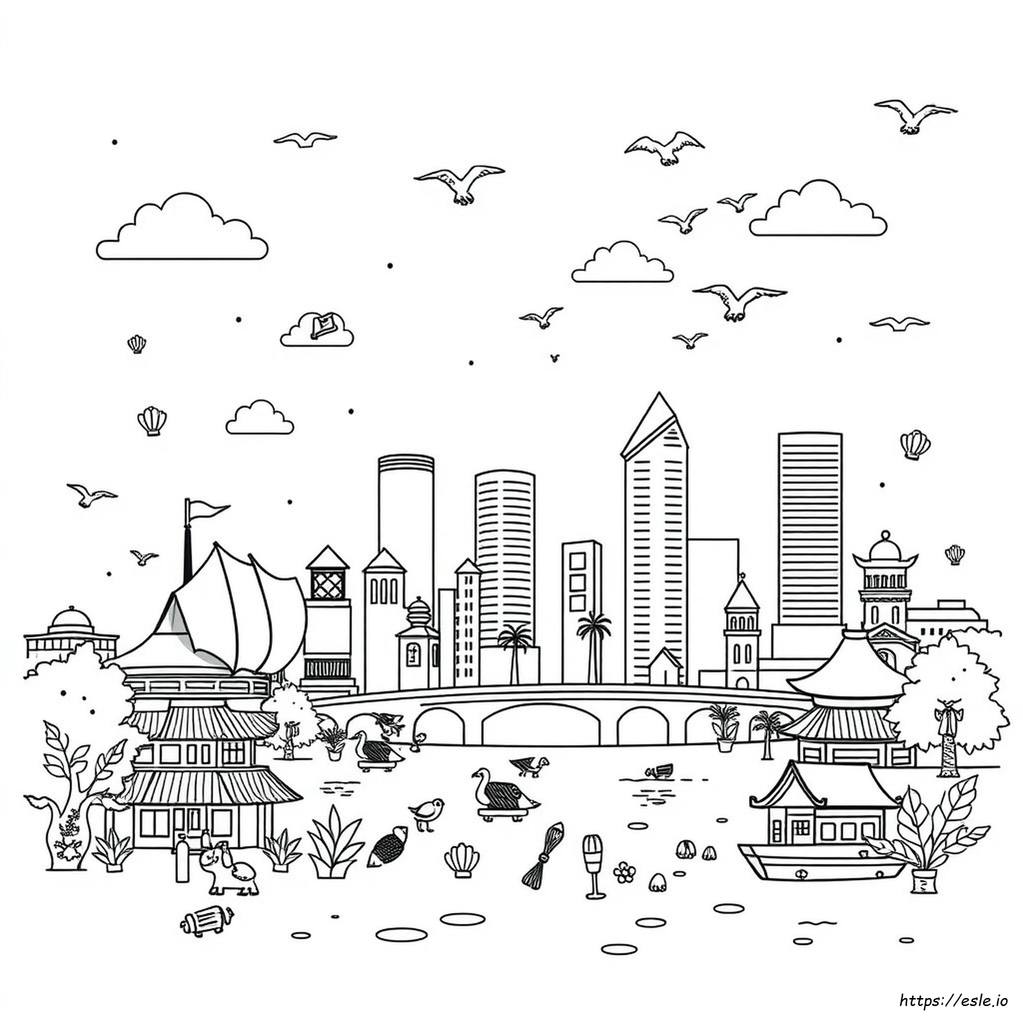 Printable Singapore Colouring Pages