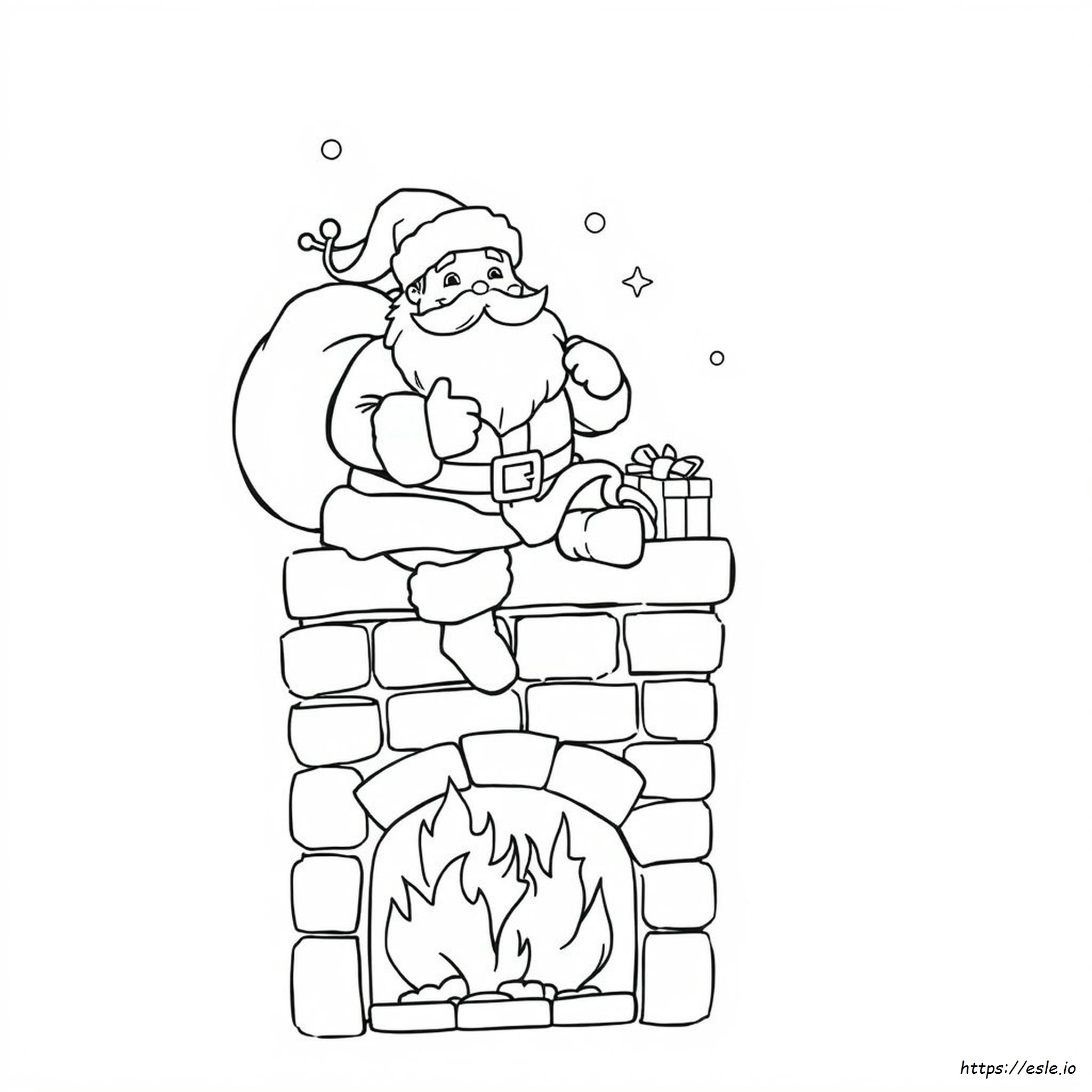Santa Chimney Coloring Page - Free Printable