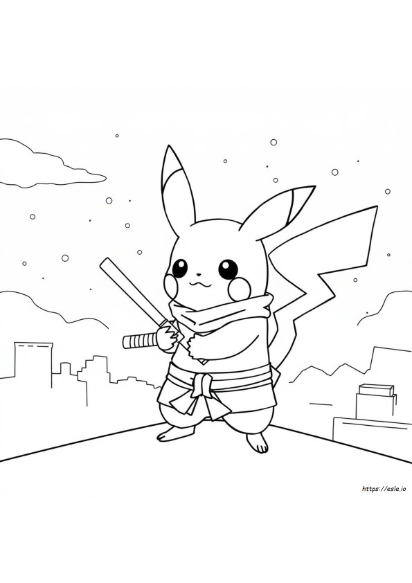 Ninja Pikachu Coloring Pages
