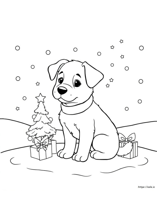 Cute Dog Christmas Puppy Coloring Pages