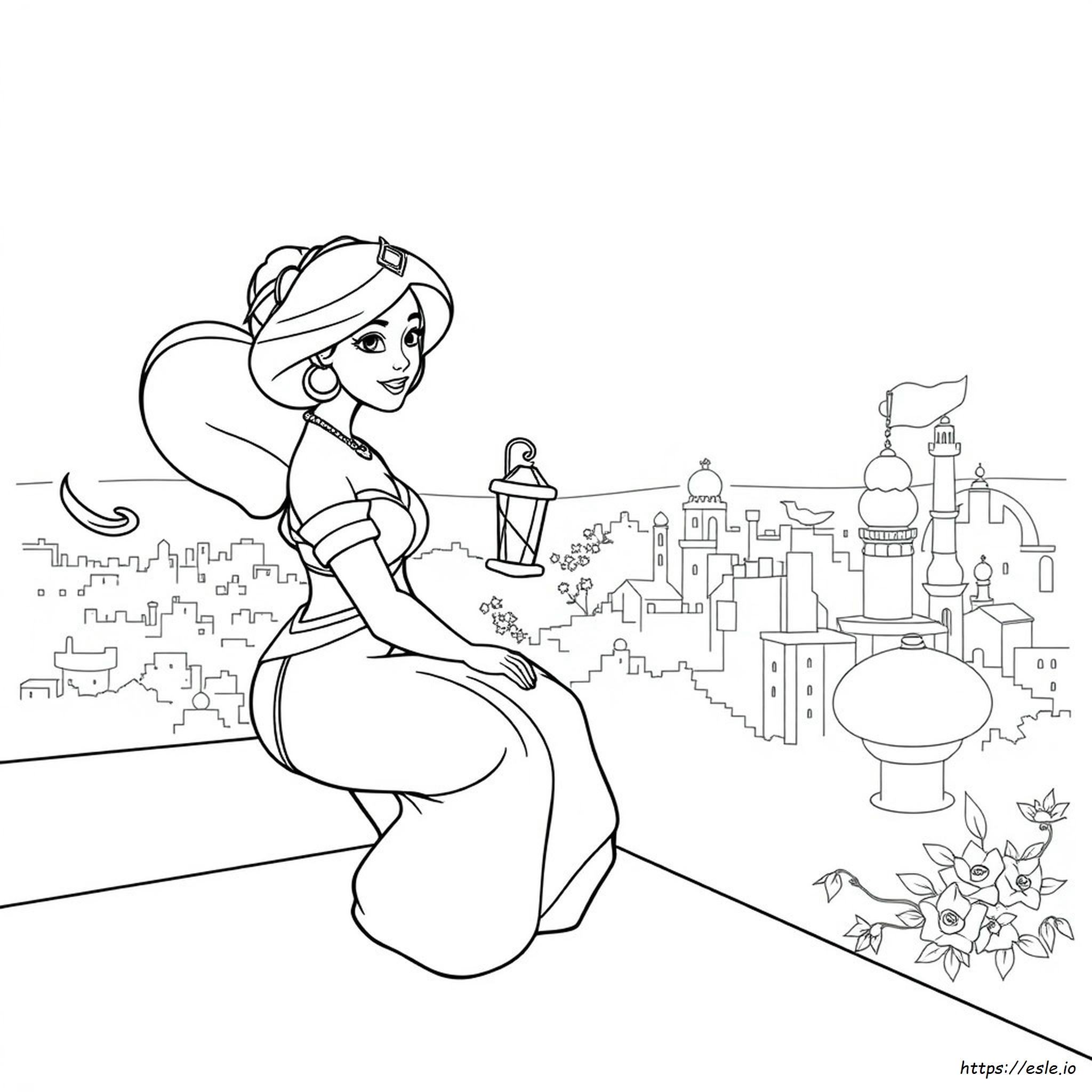 Jasmine And Aladdin Coloring Page
