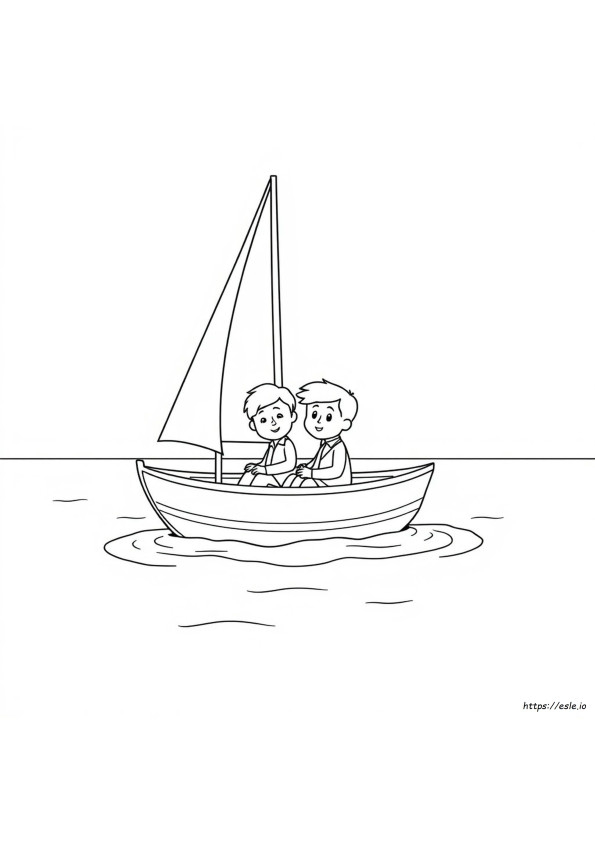 Peter James And John In A Sailboat Coloring Page