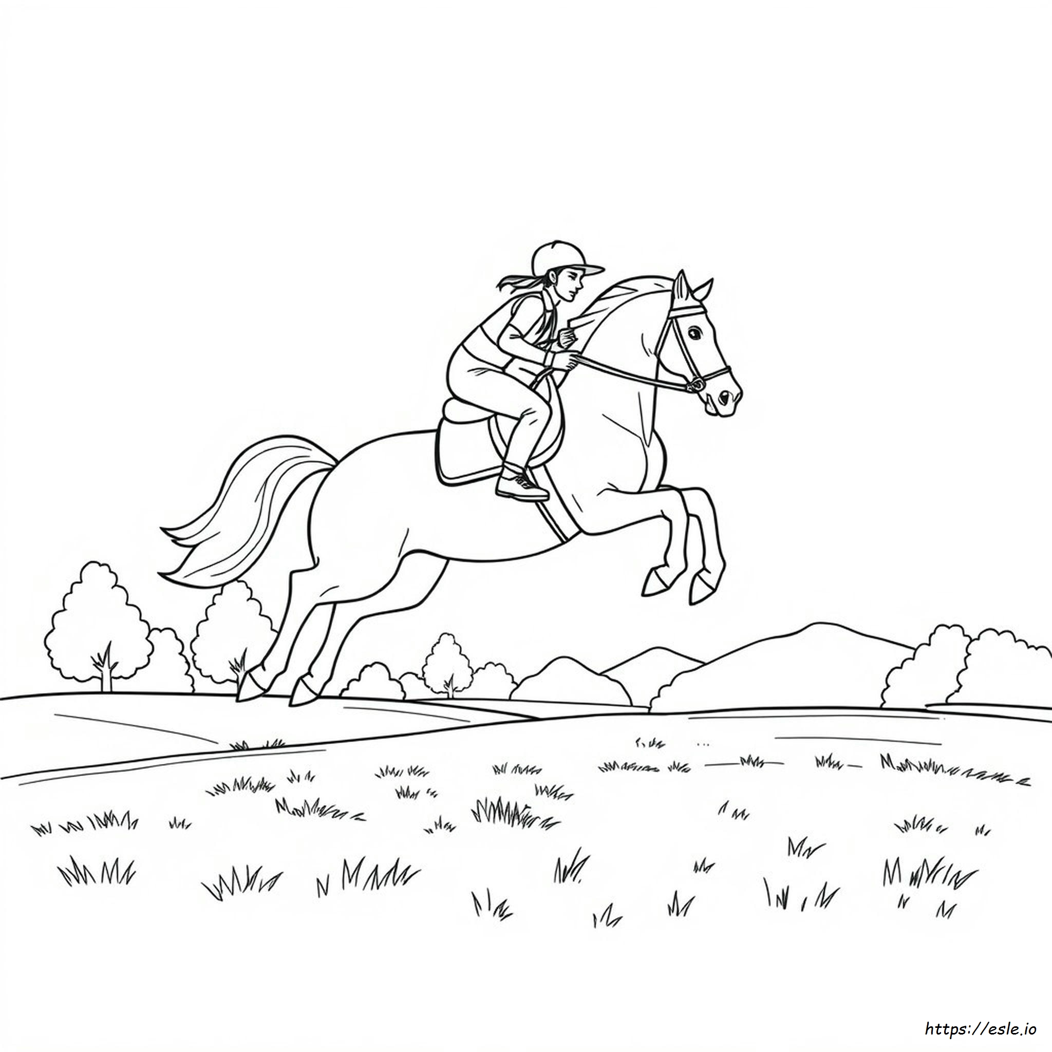Horse Jumping Colouring Pages