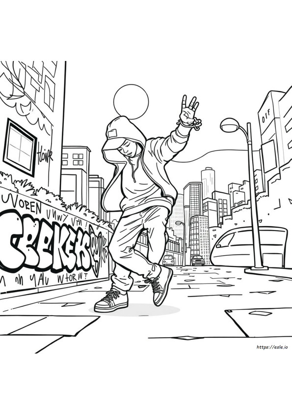 Hip Hop Tänzer Ausmalbild