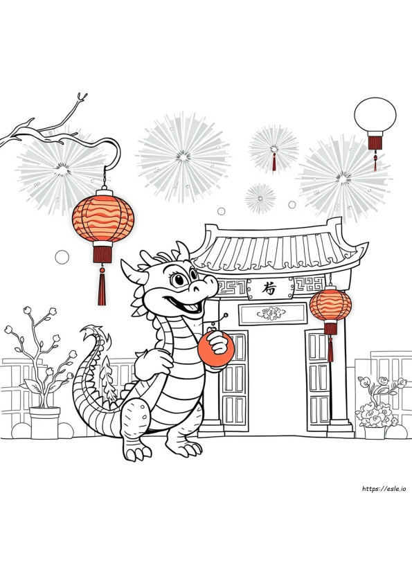 Chinese New Year 2024 Coloring Page Free