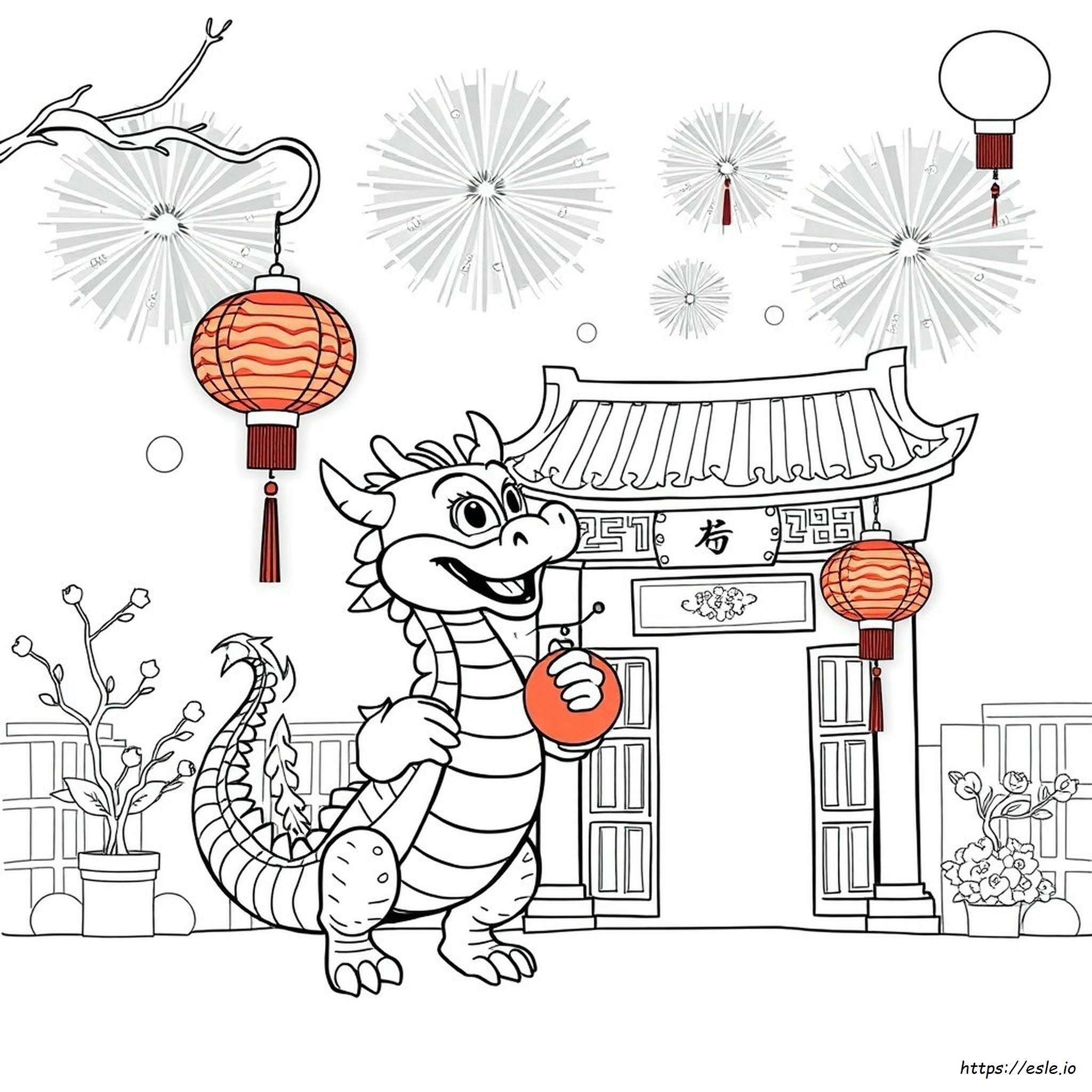 Chinesisches Neujahr 2024 Ausmalbild Zum Ausdrucken