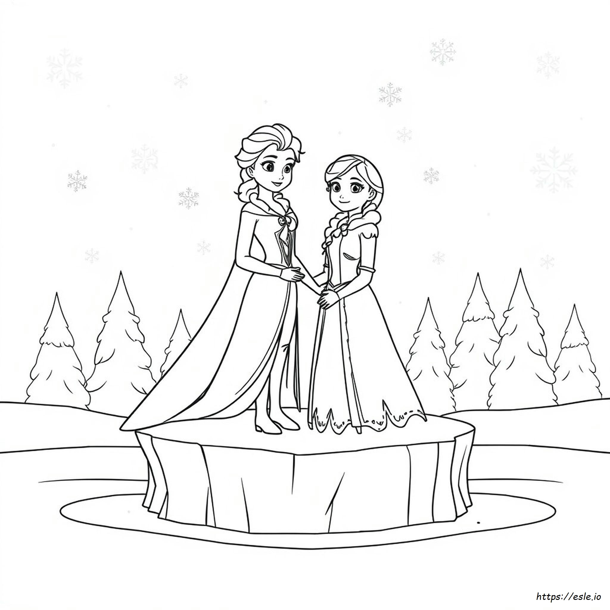 Plantilla Para Colorear De Elsa Y Anna
