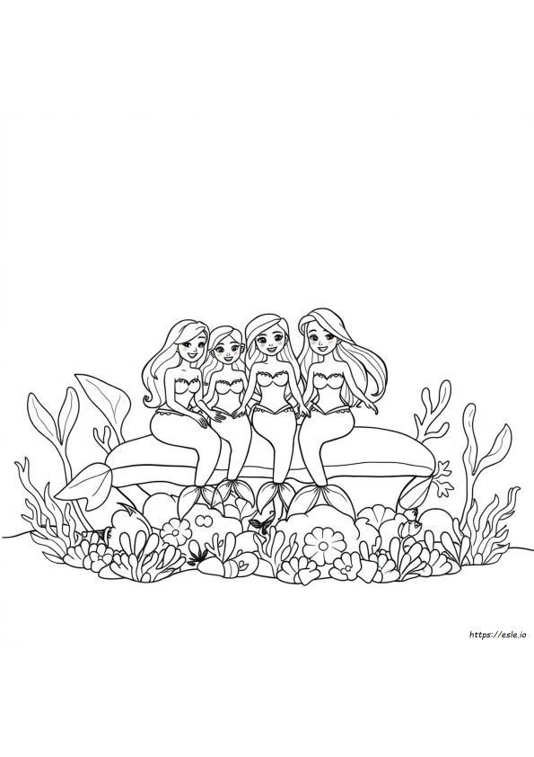 Mermaid Family Coloring Pages