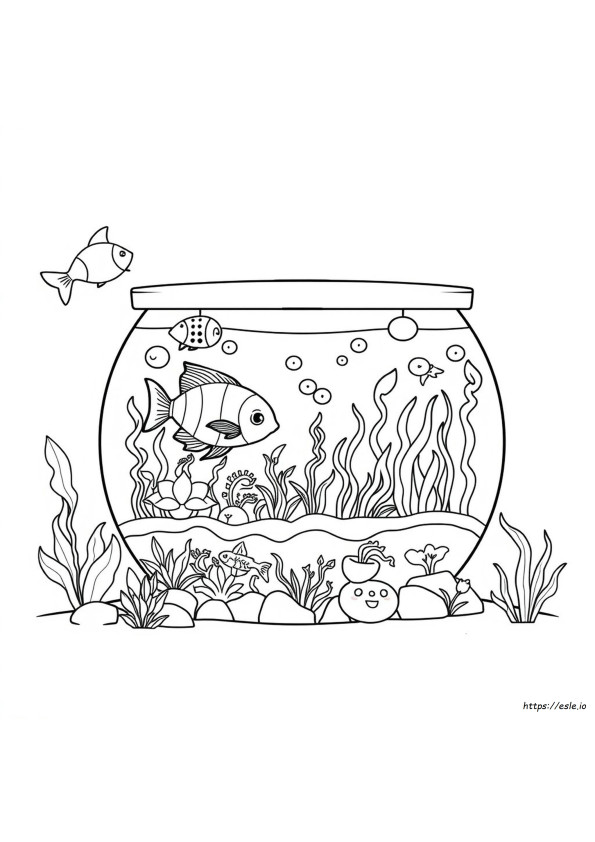 Coloriage Aquarium Poissons