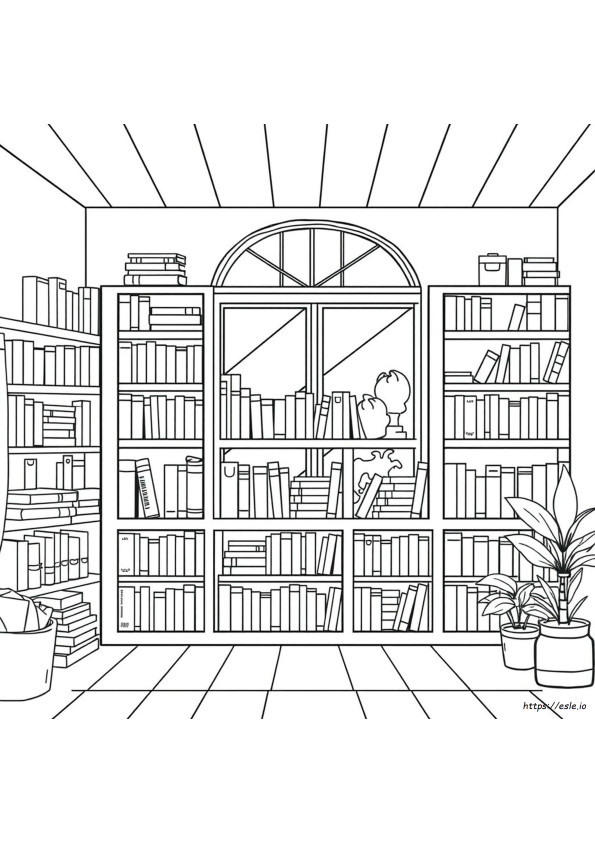 Bookshop Colouring Page