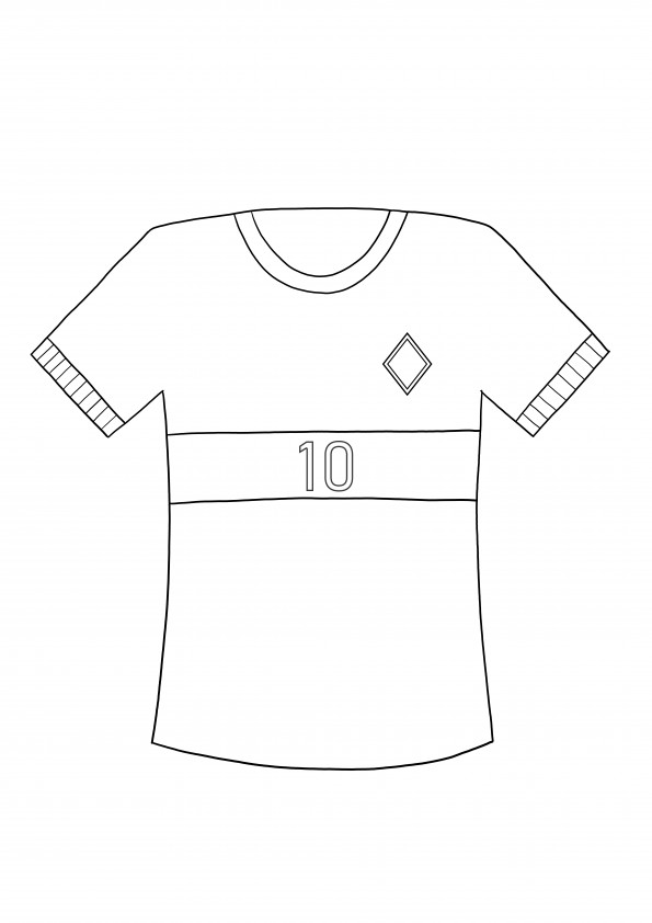 Tricou de fotbal - planșă de colorat educațional pentru imprimare gratuită