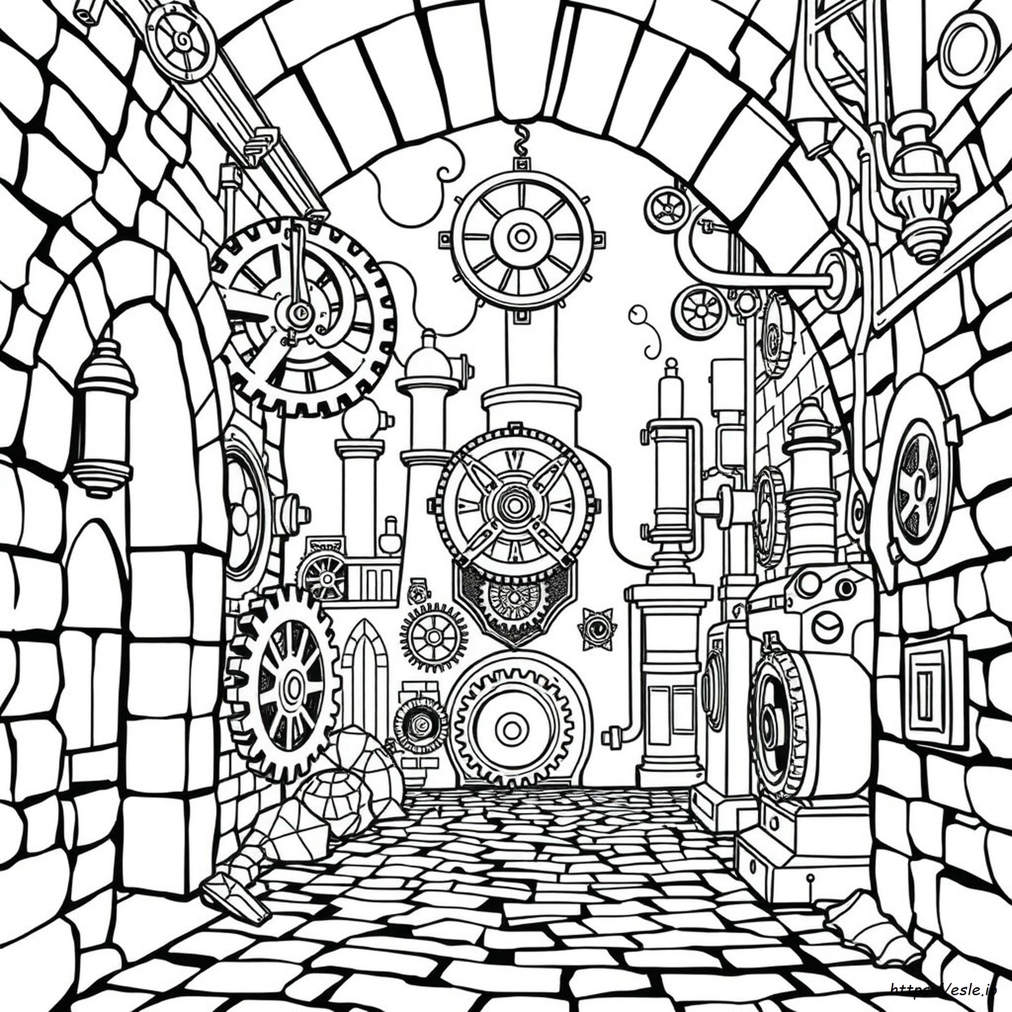 Gothic Steampunk Coloring Page