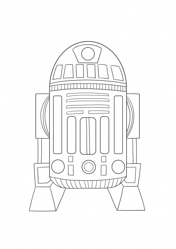 Astromed Droid R2 kostenloses druckbares Bild zum Ausmalen für Kinder