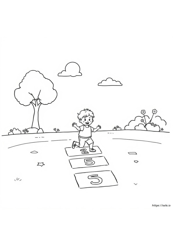 Happy Hopscotch Coloring Page