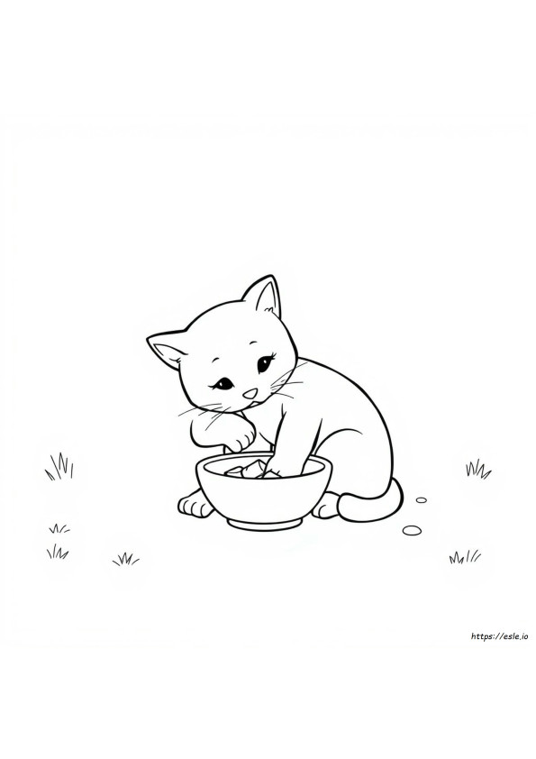 Katze Isst Ausmalbild