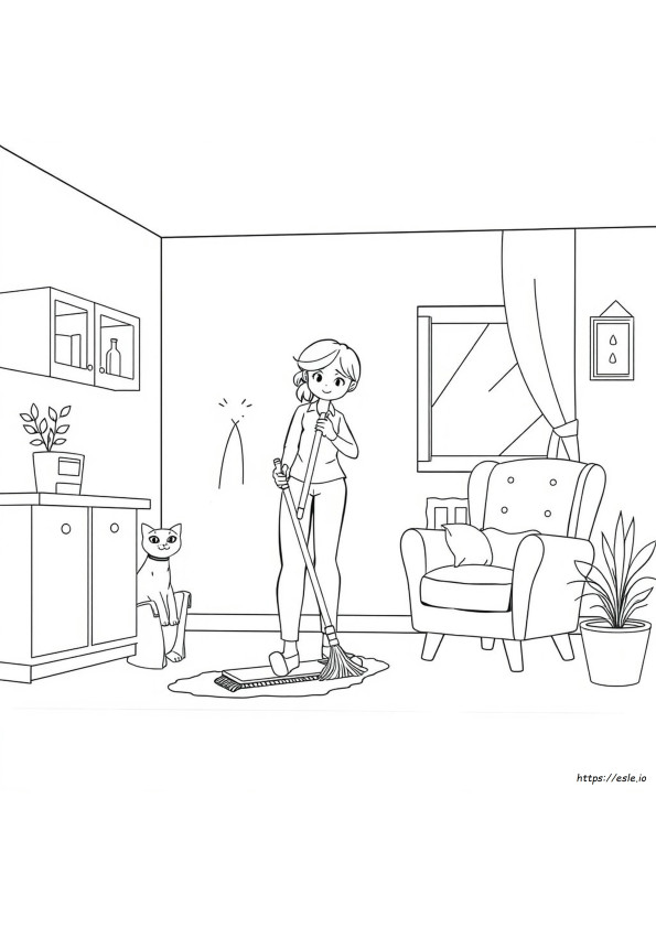 House Cleaning Coloring Page