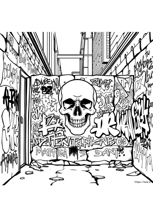 Skull Graffiti Coloring Pages