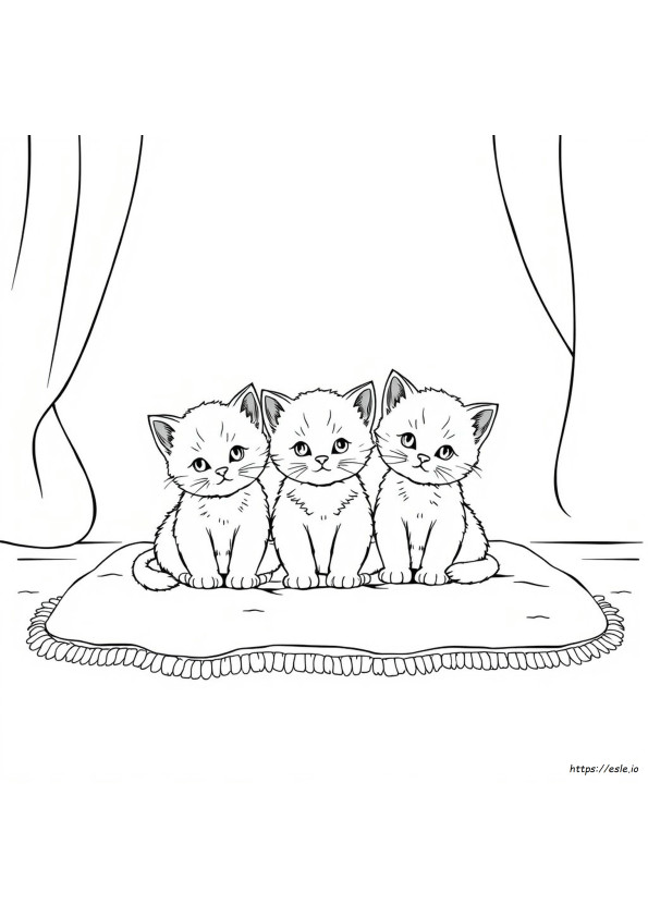 Three Kittens Coloring Page