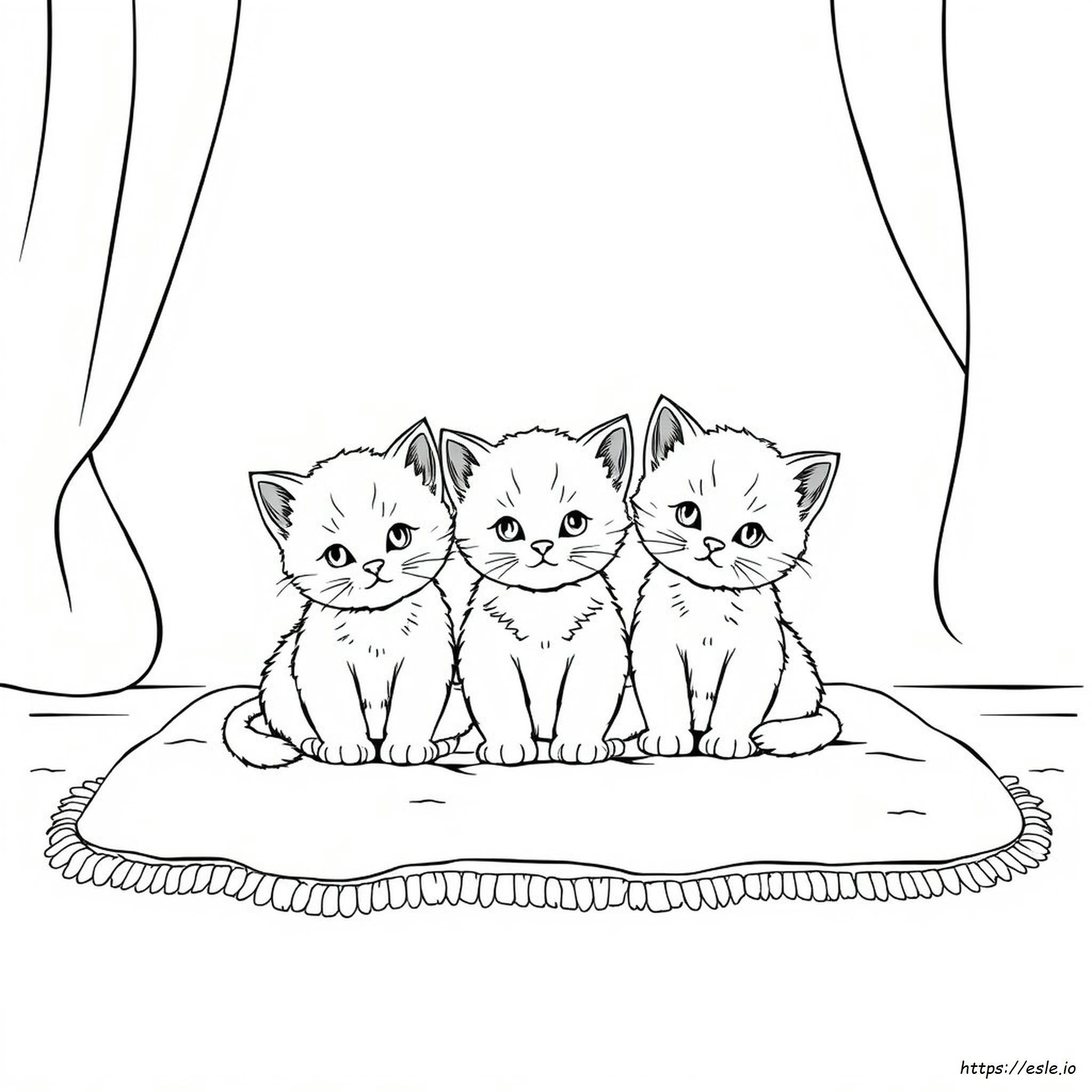 Tres Gatitos Para Colorear