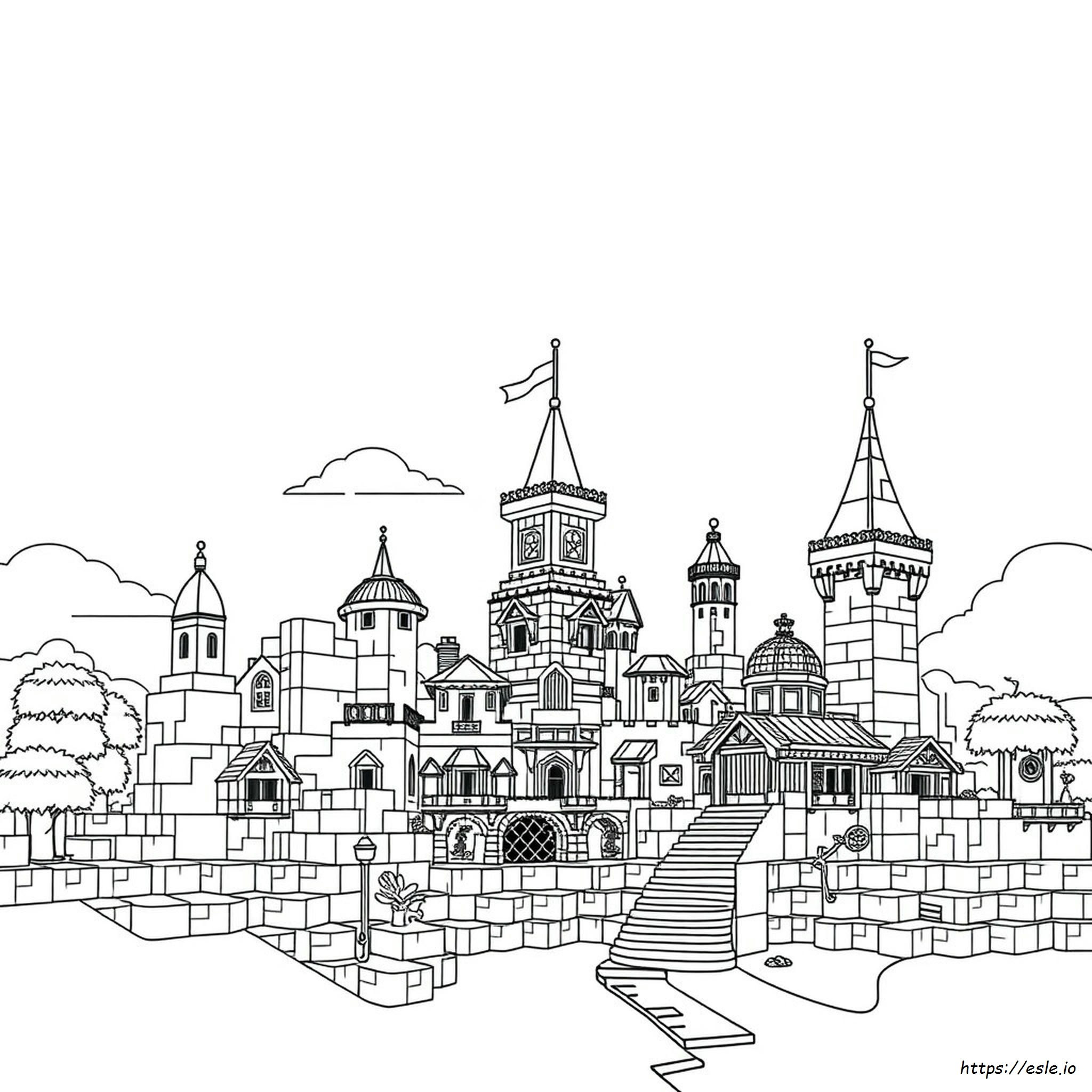 Minecraft City Coloring Pages