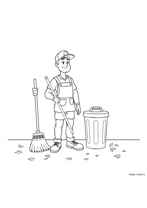 Janitor Coloring Page