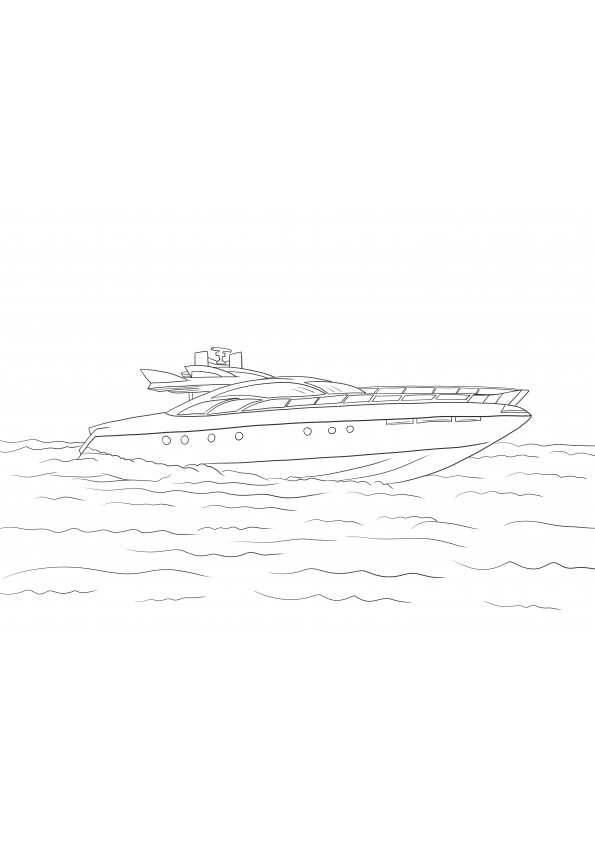 Modern speed boat freebie to color for kids of all ages