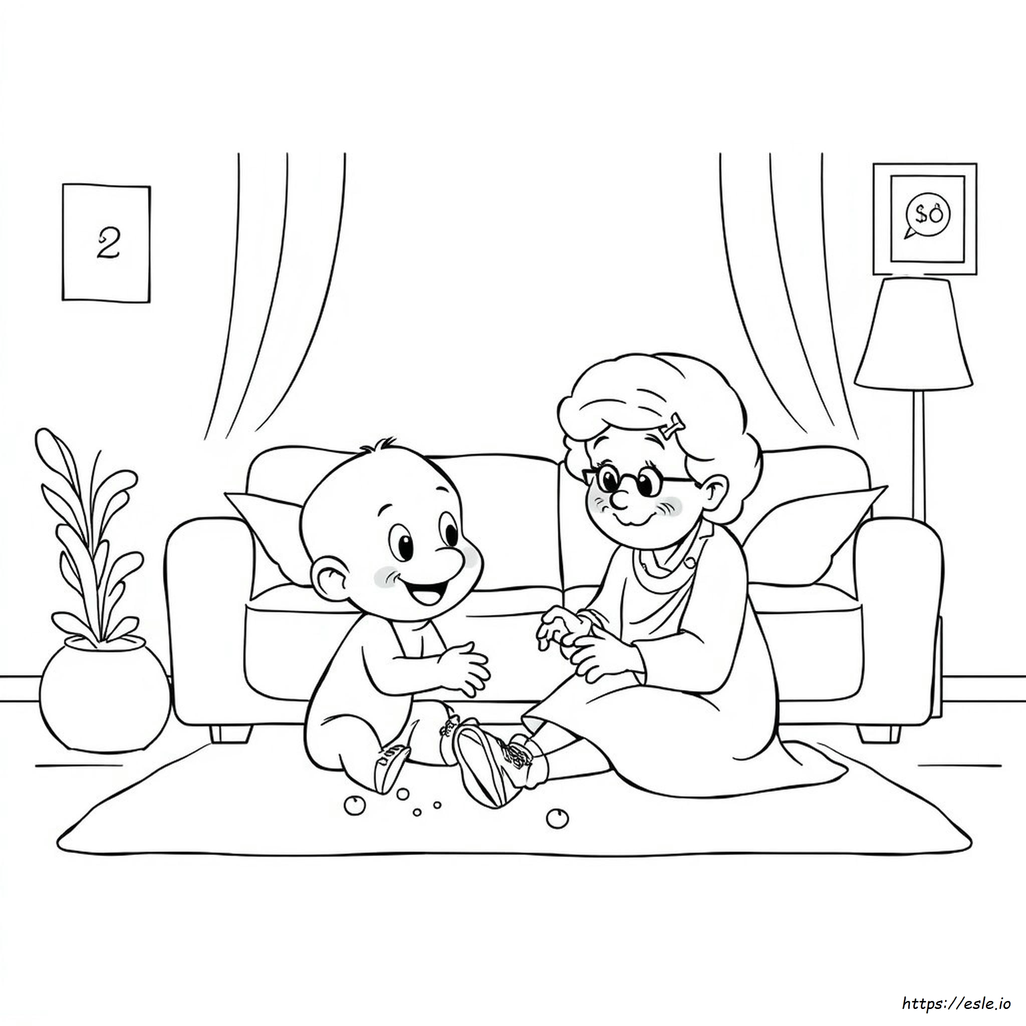 Gambar Mewarnai Bluey Nenek - Gratis untuk Dicetak