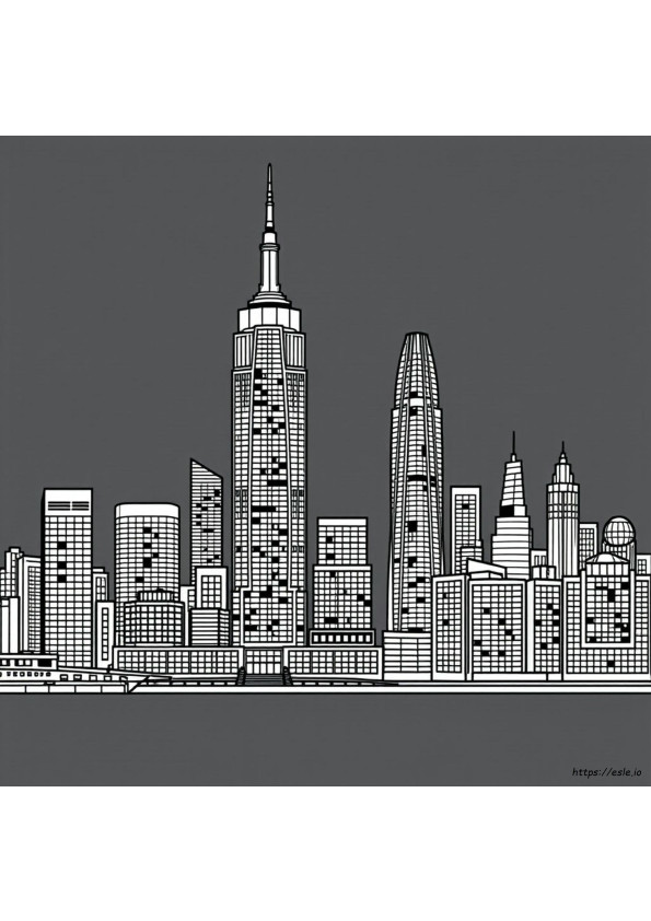 New York Skyline Gambar Mewarnai