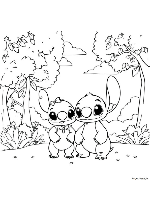 Stitch Girlfriend Coloring Pages