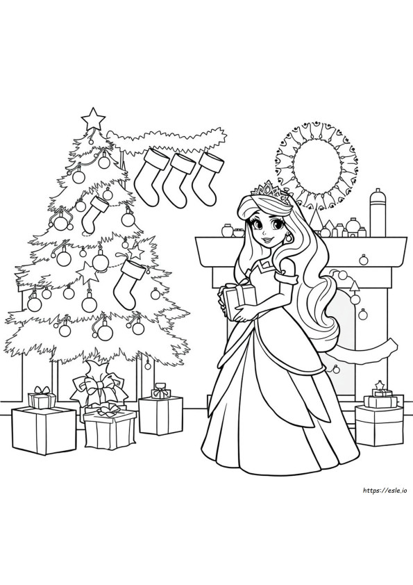 Christmas Princess Coloring Pages Free